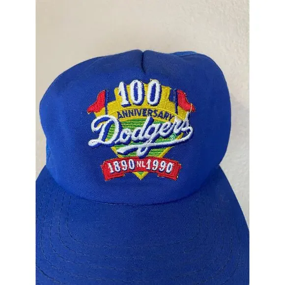 VTG New Era 100 Anniversary Dodger’s Blue Snap Back Trucker Baseball Hat Med-Lg - Picture 12 of 12